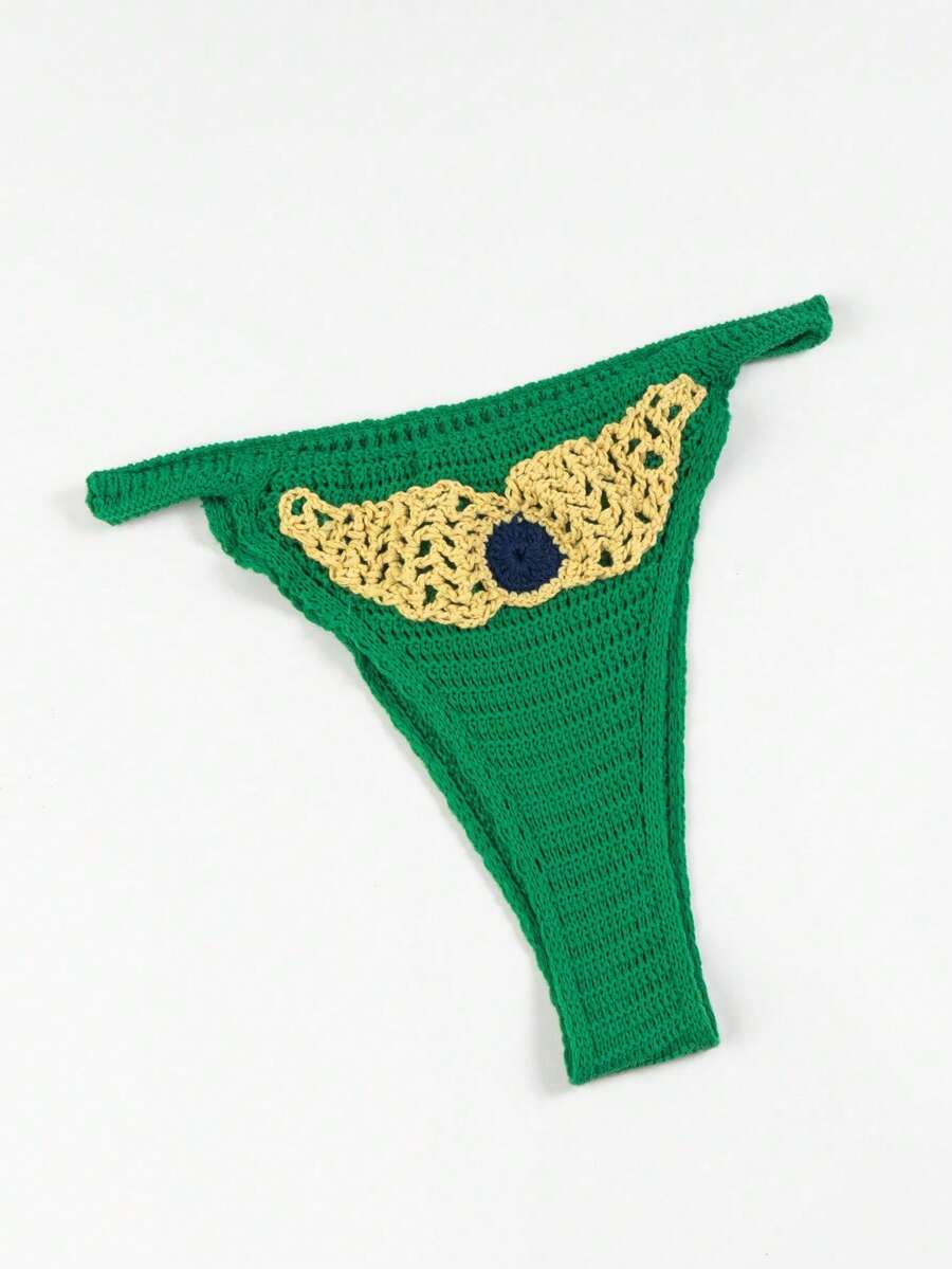 Quần bikini dệt kim gợi cảm với điểm nhấn vàng độc đáo, không xuyên thấu. - Nhiều màu - Xem 1