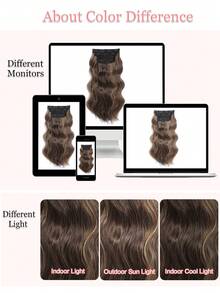 20inch Hair Extensions Clip In, 4PCS Wavy Hair Extension, Light Brown With Golden Highlights Hair Extensions For Women - Piano Color - View 7
