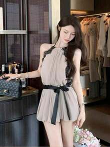 Women Short Dresses - Apricot - View 10
