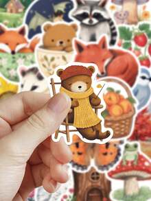 50pcs Mysterious Forest Illustration Stickers For DIY Decoration, Phone Case, Scrapbook, Diary, Planner, Suitcase, Skateboard, Manual, Greeting Card, Envelope School Supplies - Mysterious Forest Illustration - View 3