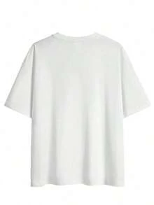 1 Piece Of Fashionable Casual Clothing For Men And Women, Off-Shoulder Graphic Print T-Shirt, Short Sleeve Crew Neck Casual Top For Spring And Summer, Women's Clothing. Versatile, Easy To Match, Suitable For Daily Wear, Street Style, Vacation Outfits, Weekend Outfits. - 白色的 - 查看 2