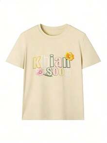 Cute Spring Style Short Sleeve T-Shirt, Fashionable Short Sleeve T-Shirt For Spring And Summer 2026, Made In Mexico, 180 Grams. Cartoon Print, Couple Design, Suitable For Indoor Or Outdoor Wear. Crew Neck, Unisex, Ideal For Office And Leisure. One-Piece Pack. - APR-P631577SLNDXZGY591 - 查看 2