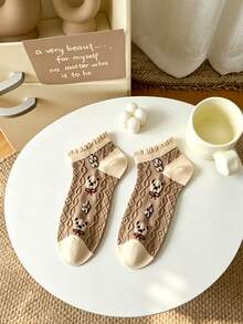 10/20 Pairs Cartoon Bear Ankle Socks, College Style, Thin Low-Cut Socks For Women, Spring Autumn Summer - Multicolor - View 4