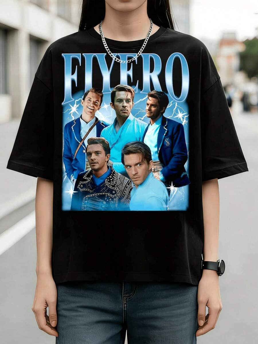 Wicked Fiyero Retro Movie Poster Style Graphic Cotton Summer T-Shirt - Black - View 1