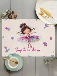 1pc Customizable Photo Linen-Like Placemat, Photo Printed Heat-Resistant Mat, Family Commemorative Dining Table Pad, Suitable For Birthday Parties, Holidays, Non-Slip & Waterproof Placemats, Personalized Commemorative Gift - Multicolor - View 3