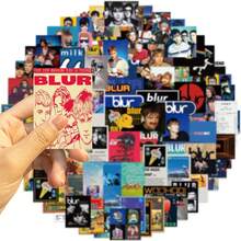 100張 Blur 樂團貼紙組，復古英倫流行音樂專輯貼紙，適用於筆電、吉他、滑板、筆記本與行李箱 DIY 裝飾 - 彩色 - 查看 4
