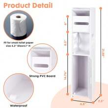Armario para Papel higiénico, Armario pequeño para baño con Puertas y estantes, Delgado para baño Espacios pequeños Esquina Suelo - Blanco - Ver 2