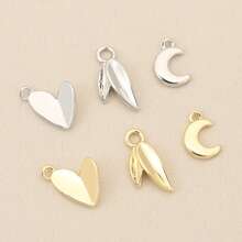 10pcs Gold & Silver Plated Heart Moon Leaf Pendants, For Jewelry Making, DIY Necklace Bracelet Earring Accessories - DIY Pendant - View 8