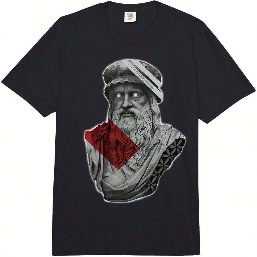 1 Piece Skull X Oke X Flower Of X Mandala Pm Tri-Blend T-Shirt For All Seasons, 100% Cotton, Single-Sided Print, Round Neck, Short Sleeve, Unisex, Base Layer, 180g, 100% Cotton. - 顏色 10 - 查看 1