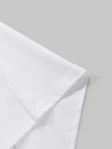 Kaos Pria Lengan Pendek Musim Panas dengan Cetakan Huruf dan Lubang Berongga, Kerah Bulat, Longgar - Putih - View 5