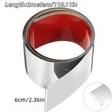 1pc 3 Meters Self-Adhesive Stainless Steel Mirror Decorative Strip - Self-Adhesive Horizontal/Vertical Line Applicable To Ceiling, Wall, Furniture - Metallic Texture, Installable, Suitable For Fireplace, Panel, Partition - C - View 4