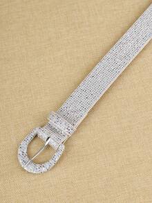 APLCSEY 1 Stück vollständig mit Strass besetzter silberner Strass-Taillengürtel, glänzender dekorativer Gürtel für Damen, geeignet für Party, Nachtclub, sexy Outfit - Weiss - Übersicht 3