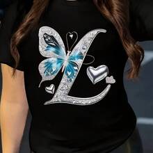 Women's T-Shirt With Sparkling Golden Cherry Design - Black - View 1