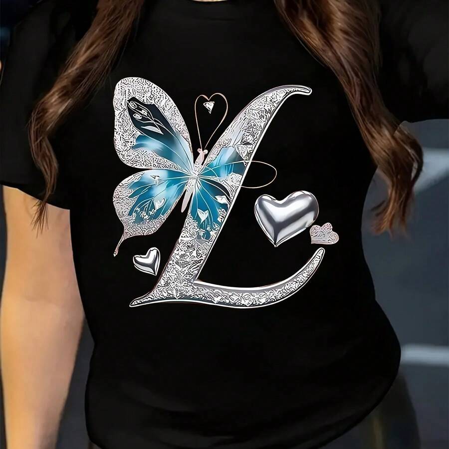 Women's T-Shirt With Sparkling Golden Cherry Design - Black - View 1
