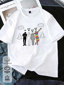 NewSummerCasual Women's 100% Cotton T-Shirt With An Eye-Catching Design, Ideal For Spring/Summer And For A Sporty/Casual Style Year-Round. Stylish, Soft, And Breathable, White With Short Sleeves, Available In Plus Sizes. - Vintage Street Style Unisex Loose Cotton Short Sleeve Crew Neck T-Shirt - 白色 7 - 查看 1