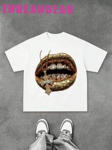 Camiseta unisex de manga cortaunisexodemangacorta,Camiseta ThreadbearEsAHip-HopGoldLipDiamondTooth para Hombre, Camiseta Popular de Hip-Hop 180gramsRoundNeckShortWithCamiseta de manga corta, cómoda y transpirable, estilo casual de verano, esencial para los entusiastas del estilo urbano Y2K, adecuada tanto para hombres como para jugadores. hombrearaña,Harry PotterDazymujer,romwehombres,Bohochic, regalos de autor, camisas para conjuntosdemujerconcurvasparamu,y2k,playerashombre, , , Dazymujer,romwehombres, bohochic,maestrasregalos,camisetaparaconjuntos de mujercon curvasparamu,y2k, - Blanco - Ver 1