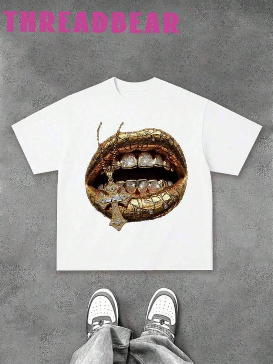 Camiseta unisex de manga cortaunisexodemangacorta,Camiseta ThreadbearEsAHip-HopGoldLipDiamondTooth para Hombre, Camiseta Popular de Hip-Hop 180gramsRoundNeckShortWithCamiseta de manga corta, cómoda y transpirable, estilo casual de verano, esencial para los entusiastas del estilo urbano Y2K, adecuada tanto para hombres como para jugadores. hombrearaña,Harry PotterDazymujer,romwehombres,Bohochic, regalos de autor, camisas para conjuntosdemujerconcurvasparamu,y2k,playerashombre, , , Dazymujer,romwehombres, bohochic,maestrasregalos,camisetaparaconjuntos de mujercon curvasparamu,y2k, - Blanco - Ver 1