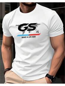 Short-Sleeved T-Shirt With A World Map Print And The Letters GS, Unisex Crew Neck, Perfect For Everyday Casual Wear. Cool And Breathable, Ideal For Spring And Summer. A Comfortable, Standard Fit Suitable For Both Men And Women, Making It A Great Choice For Outdoor Activities, Parties, And Everyday Wear In Spring And Summer. - 白色 - 查看 1