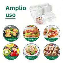 Caja De Alimentos Contenedor Fruta Pastel Desechables Transparente Organizadores Closet para ropa Organizer storage Escurridor para trastes Pencil case Lunch - Negro - Ver 9