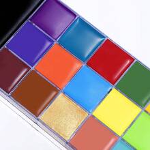 20 Colors Oil Based Face Paint Palette, Large Deep Pan Professional Body Painting Kit With Brushes Sponges For Halloween Cosplay SFX Stage Makeup - Sets - View 7