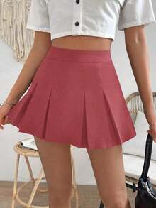Falda minimalista de unicolor y estilo informal y elegante para mujer - Rosado Sandía - Ver 6