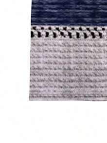 Camiseta casual de manga corta con cuello en V, de talla grande, con estampado de rayas patchwork - Multicolor 7 - Ver 3