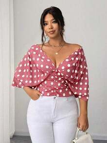 Vestido tipo camisa sin mangas a rayas azul de talla grande, cintura entallada, versátil y elegante - Rosa vieja - Ver 5