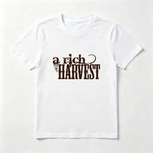 Letras Marrones Playera de Algodón Blanca Estilo Oeste Desgastado - Blanco - Ver 1