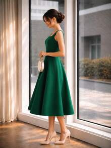 Sophisticated Midi Dress With Perfect Cut | A-Line Silhouette - 翠綠色 - View 5