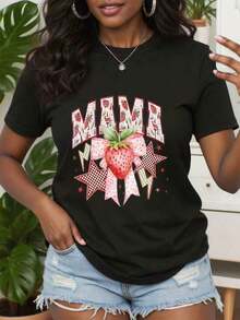 Camiseta con estampado de fresas, camiseta retro con gráfico de fresas, camiseta vintage con ilustración de frutas, regalo para amantes de las bayas dulces, ropa de estilo retro, regalos perfectos para abuela y madre. Adecuado como regalo. playera de mujer. blusas>elegantes. boho chic,Top de mujer suave, transpirable y cómodo, ideal para primavera, verano y otoño, perfecto para vacaciones, viajes y uso diario. - Negro - Ver 1