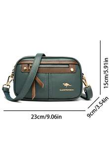 Fashion Retro Women's Shoulder Bag Girls High Quality Soft Leather Crossbody Bags Solid Color Simple Female Messenger Bag - Green - View 4