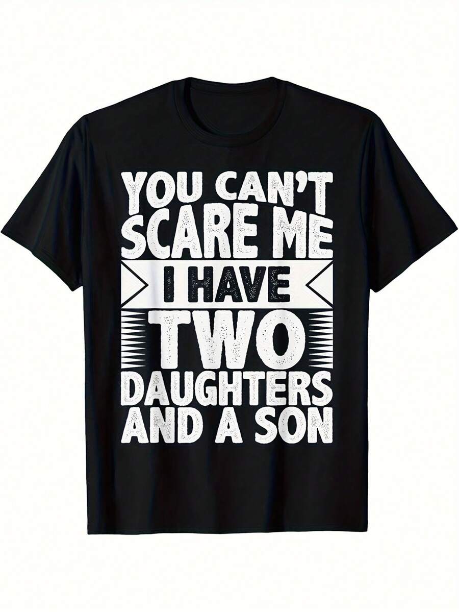Camiseta Estampada para Mujer - Camiseta Casual de Manga Corta en Negro con Diseño de Texto Blanco en Negrita, Corte Relajado para Todas las Estaciones, Perfecta para Uso Diario y Atuendos de Vacaciones, Lavable aáquina. - Negro - Ver 1
