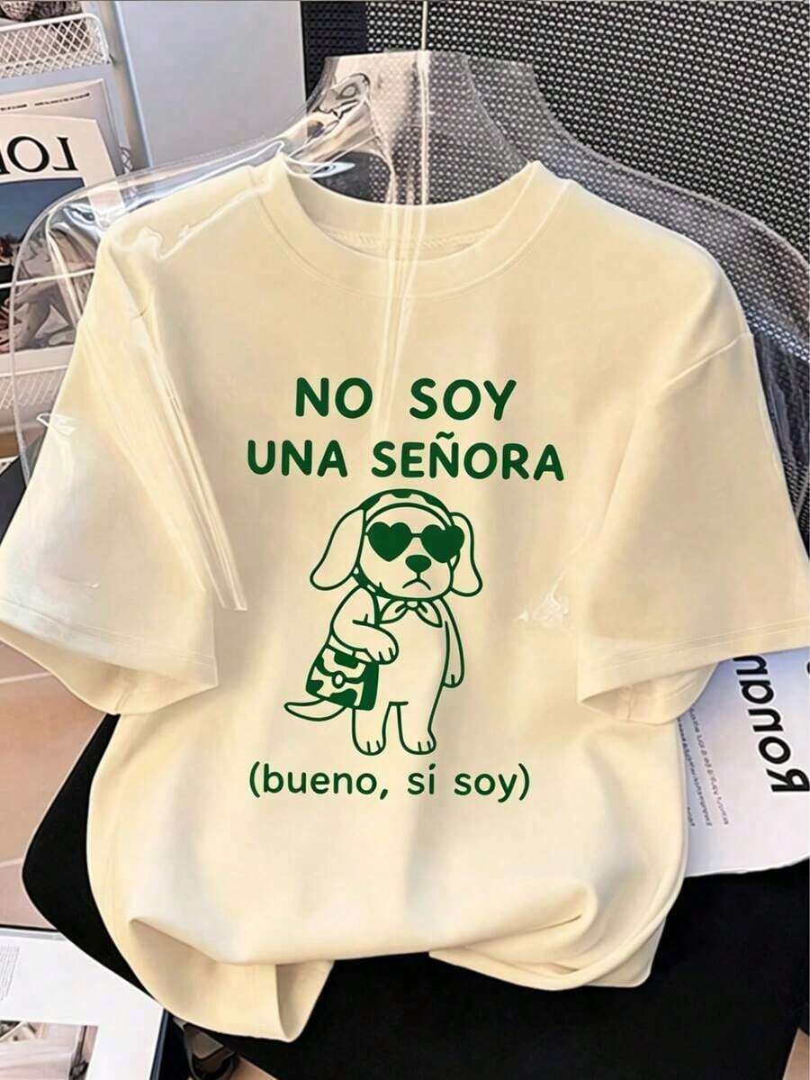 short-sleeveCamiseta de mujer estampada de manga corta para verano, tela de poliéster, estilo multifuncional, corte regular, peso 180 gramos, 1 unidad.100% Cotton - Albaricoque - Ver 1