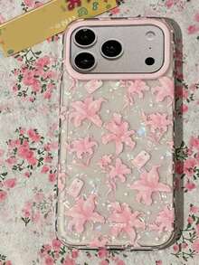 Funda de teléfono con patrón de concha y lazo floral de primavera linda compatible con iPhone 17 Pro Max 16 15 14 13 12 11 Pro Max funda suave a prueba de golpes con diseño floral lindo - Flores rosadas - Ver 4