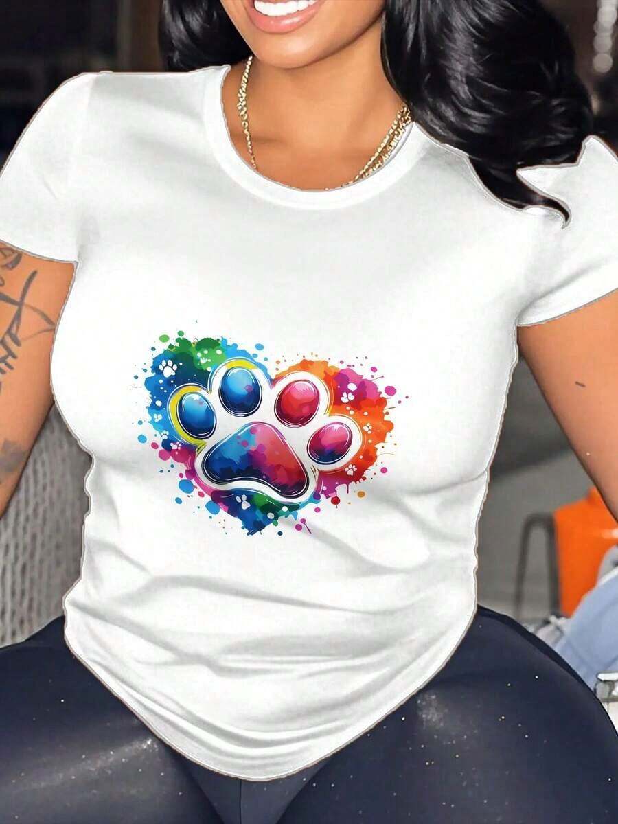 Women's Autumn Clothing - Women's Fruit Print T-Shirt - Double-Sided Graphic Tee. Suitable As A Gift. Women's T-Shirt. Blouses > Elegant. Boho Chic. Soft, Breathable, And Comfortable Women's Top, Ideal For Spring, Summer, And Autumn, Perfect For Vacations, Travel, And Everyday Wear. - 白色 - 查看 1