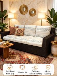 1 chiếc vỏ đệm ghế sofa bằng lụa sữa co giãn, kiểu dáng tối giản hiện đại với họa tiết hình học, thích hợp sử dụng cả bốn mùa, có thể tháo rời và giặt được. - Nhiều màu - Xem 2