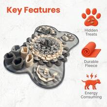 Esterilla de olfateo para mascotas de interior, universal para gatos y perros, manta de entrenamiento de escondite de alimentos, esterilla de búsqueda de olores para mascotas, esterilla de tazón de alimentación lenta - Gris - Ver 4