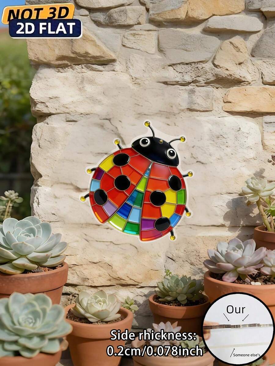 1pc 2D Acrylic Ladybug Wall Hanging Decor, Crafts For Home, Hostel, Outdoor Wall, Delicate Design, Suitable For Garden, Living Room And Indoor/Outdoor Sculpture, Insect Theme Decoration