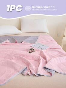 1pc Light Pink Cooling Blanket, Bedspread, Bedding, Bedroom Decor, Air Conditioning Quilt, Lightweight Summer Bedding, Fully Breathable And Cool, Soft And Comfortable, Suitable For All Bed Sizes, Suitable For Home And Dorm Use, Does Not Include Pillows And Pillowcases - Baby Pink - View 2