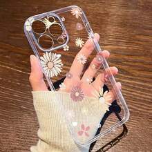 1pc Minimalist Fresh Daisy Flower Transparent Soft Phone Case - Multicolor - View 4