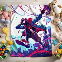 1pc S-Pider-Man Print Blanket,Retro Cartoon Style Throw Blanket,Cartoon Character Printed Blanket,All-Season Universal Nap Blanket,Character Home Decor Blanket,Modern Fashion Gift Suitable For Home Bedroom Bed Sofa Office Lunch Break Cover Picnic Blanket - Multicolor - View 1