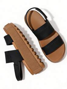 Women's Fashionable Platform Sandals, Casual Elegant Water Sandals, Open Toe Comfortable & Lightweight. Soft Insole & Antislip, Suitable For Commuting, Vacation, Waterproof Summer Beach Walking New Arrival Sandals - 黑棕色 - 查看 8