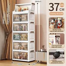 No-Assembly Storage Cabinet Multi-Layer Organizer Home Baby Kids Folding Wardrobe Plastic Portable Container Bedroom Kitchen Closet Shelves Stackable Design - Transparent - View 18