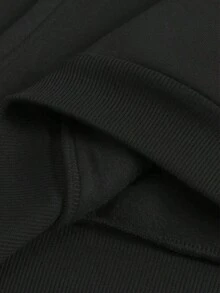 Men's Loose-Fitting Hoodie With Gothic Text Graphic Print, Autumn Winter - Hitam - View 5