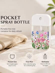 Chai xịt du lịch PET họa tiết hoa mới, có thể tái sử dụng, có thể đổ đầy lại, dùng được cho nước hoa, nước tẩy trang, xịt khoáng dưỡng da mặt, thích hợp đựng nước tẩy sơn móng tay, nước hoa hồng và nước tẩy trang, có thể tái sử dụng, vật dụng cần thiết khi đi du lịch, phụ kiện du lịch hoàn hảo, quà tặng ngày lễ, quà Giáng sinh, quà năm mới cho thầy cô, bạn bè và các cặp đôi. - Xem 2