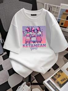 | Exquisite Design | Loose And Comfortable | Easy To Match | 1 Piece Ketamean Mean Meme Graphic T-Shirt 100% Pure Cotton - Funny Slay Queen Design, Unisex Casual Wear, Soft And Breathable Fabric, Short-Sleeved White T-Shirt For Birthday Party Gift And Casual Wear, Urban Fashion, Fashion With Humor, Funny Design, Durable Print. - 白色 - 查看 2