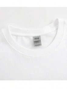 1 Piece Casual Fashion Men's And Women's Crew Neck T-Shirt With Modern Design For Spring And Summer 2026, Stylish Print Ideal For Casual Occasions, Hand-Painted Floral Design In White, White Short Sleeve Loose Fit T-Shirt Made Of Pure Cotton, Versatile And Fashionable Shirt. Versatile, Easy To Match, For Everyday Wear, Urban Style, Vacation Wear, Weekend Wear. - 白色的 - 查看 3