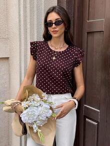 Blusa de verano para mujer con volantes y tirantes cruzados en la espalda de un solo color - Multicolor - Ver 3