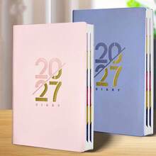 2027 英文計畫本 人造皮革硬殼版 月計畫與週計畫版面 新日曆筆記本 自律追蹤 時間管理 適合辦公室使用 現代封面設計 文具用品 - 單本 - 查看 2