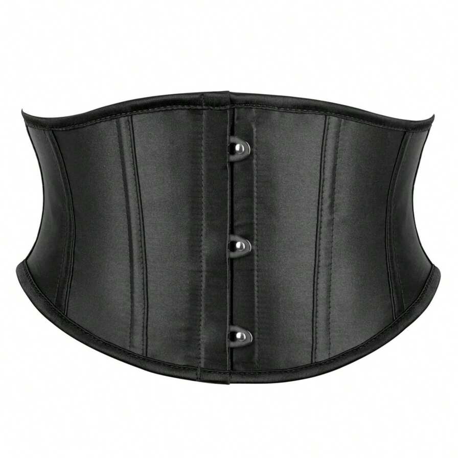 1件女款短款緞面收腰束腹,胸上式緊身胸衣,適合派對與日常穿著 - 黑色 - 查看 1